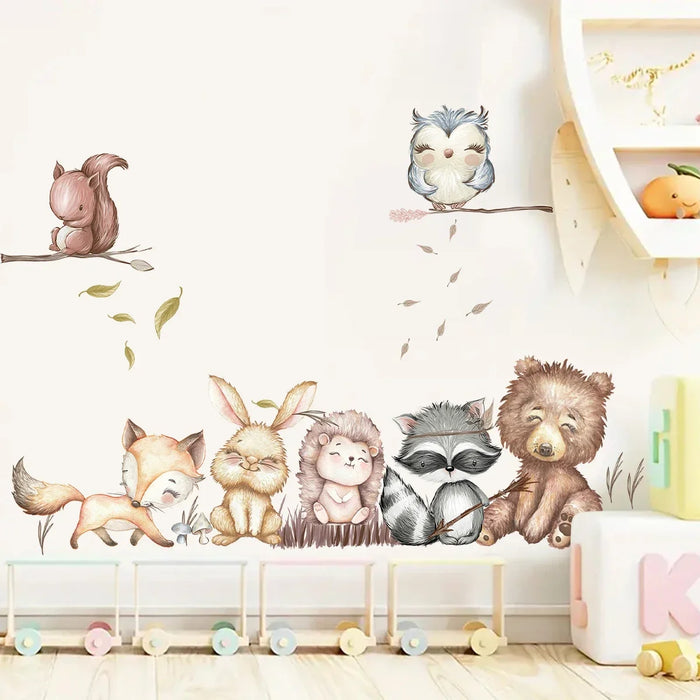 Adorable Cartoon Animal Wall Sticker For Kids Room Decor