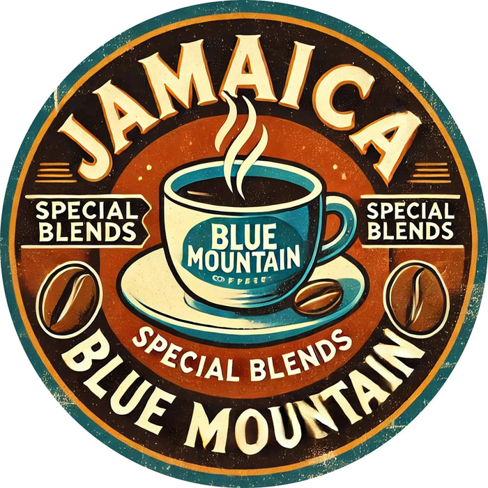 Blue Mountain Jamaica Coffee Metal Wall Art 8X8 Inch Inches Durable & Easy To Hang