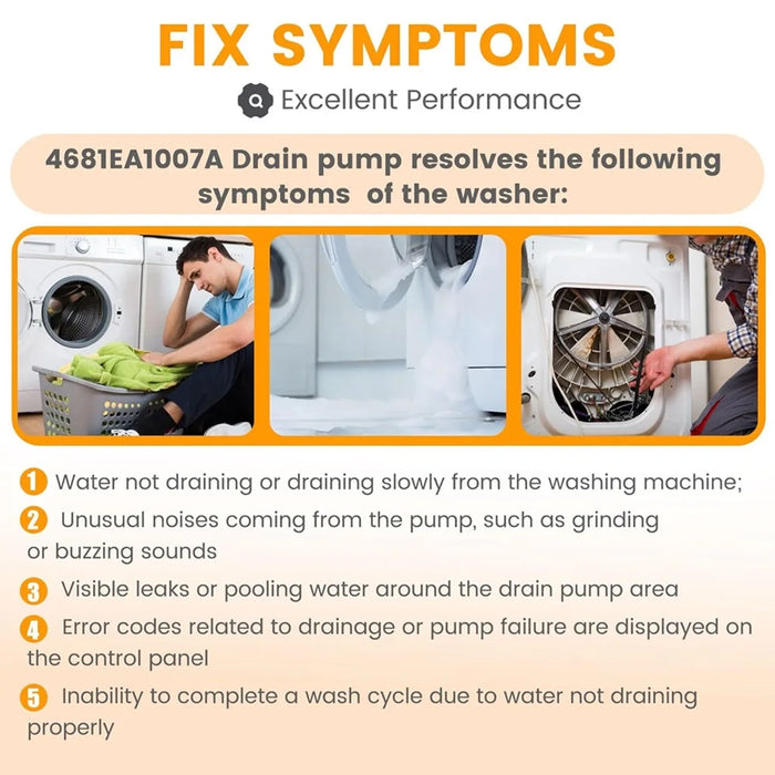 Dp040-027 4681Ea1007E 2649379 Washer Drain Pump Compatible With Lg Wt1201Cv Wt1201Cw Wt4870Cw Wt1501Cw Kenmore 796.31513210 220V