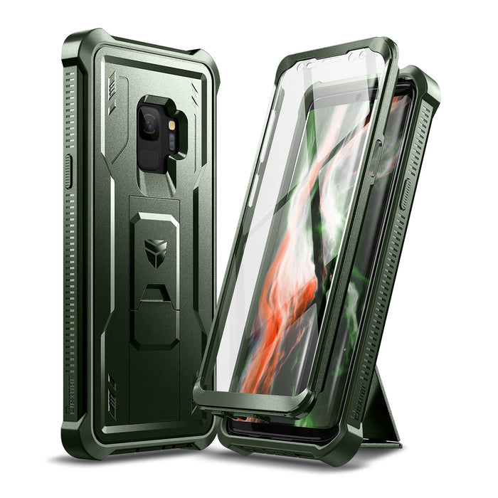 For Samsung Galaxy S9 Heavy Duty Military Grade Protection Shockproof Case Built In Screen Protector And Kickstand