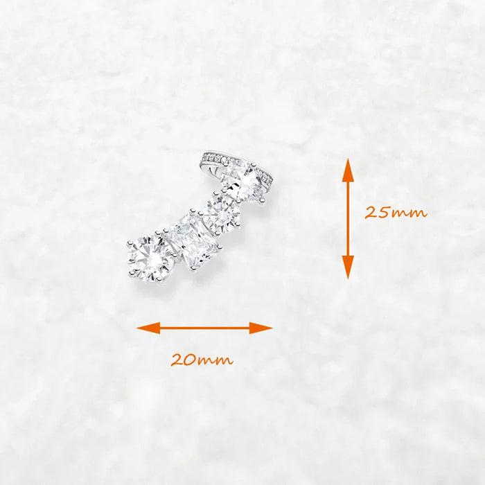 925 Sterling Silver Climber Ear Stud With White Zircon For Women