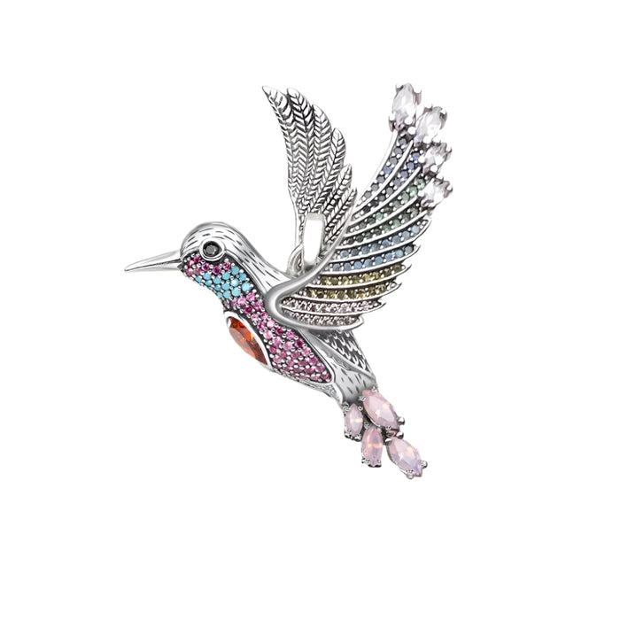 925 Sterling Silver Vibrant Hummingbird Pendants Autumn Fine Jewelry In Boho Gift For Her