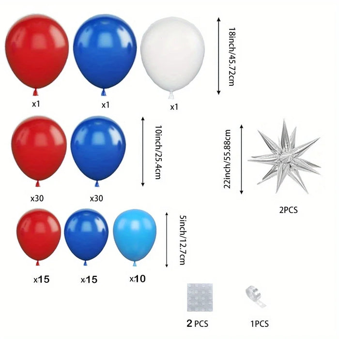 108Pcs Independence Day Balloon Set Suitable For Celebration Decoration Graduation Party Anniversary Veterans Day Decoration