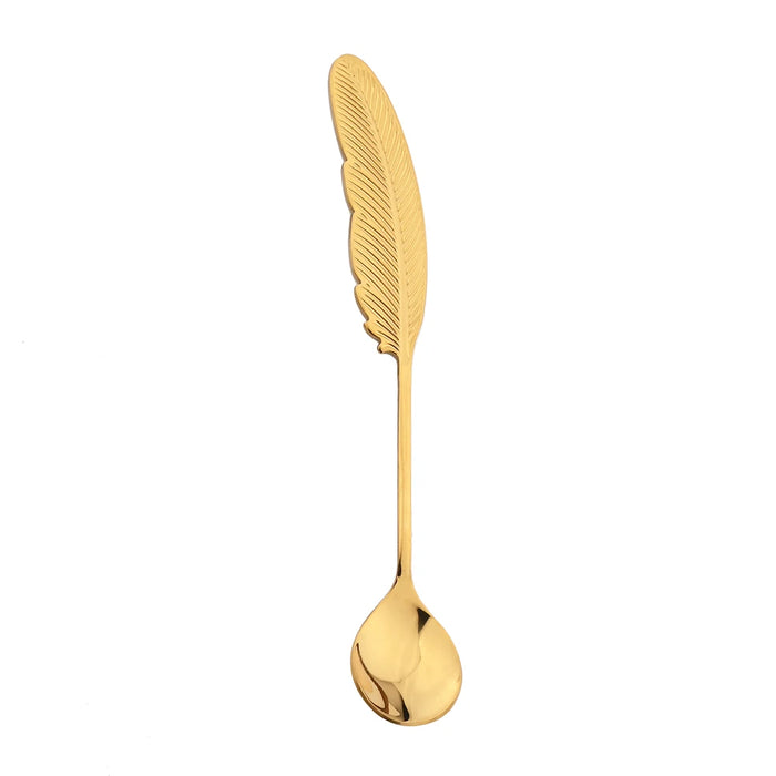 Stainless Steel Feather Spoons For Coffee And Desserts