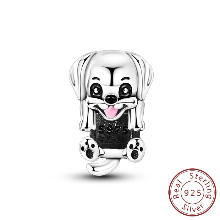 925 Sterling Silver Butterfly Dog Charm Fits Bracelets & Necklaces Diy Gift For Women