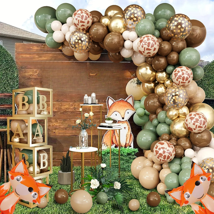 115Pcs Forest Animal Themed Balloon Garland Arch Set Suitable For Themed Birthday Party Wedding Anniversary Party Decorations
