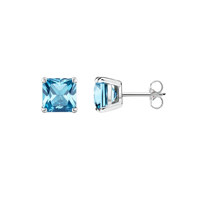 925 Sterling Silver Square Princess Cut Stud Earrings