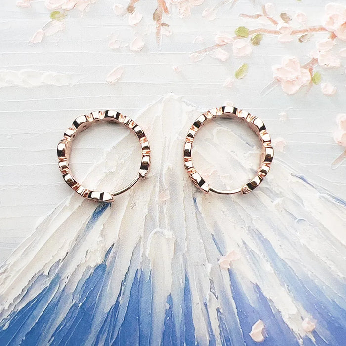 925 Sterling Silver Rose Gold Hinged Hoop Earrings Europe Style Glam Women