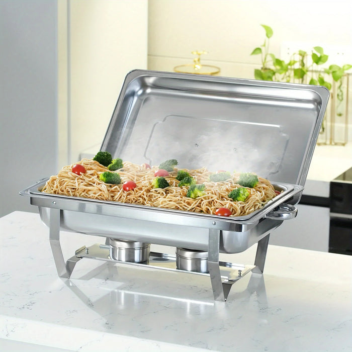 8Qt Chafing Dish Set Silver Stainless Steel Full Size Catering Chafer Banquet