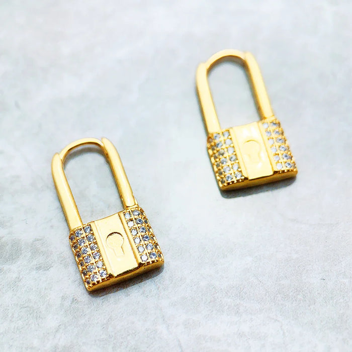 925 Sterling Silver Hinged Hoop Love Lock Earring Europe Style Glam Fashion For Women Romantic Gift