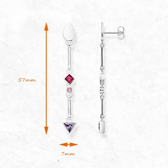 925 Sterling Silver Boho Geometric Drop Earrings In Multicolour Stone Europe Style Karma Good Fine Jewelry For Women