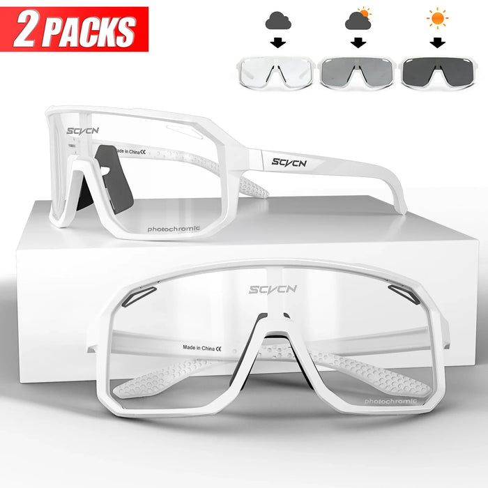 2 Pack Photochromic Cycling Sunglasses For Mountain Biking