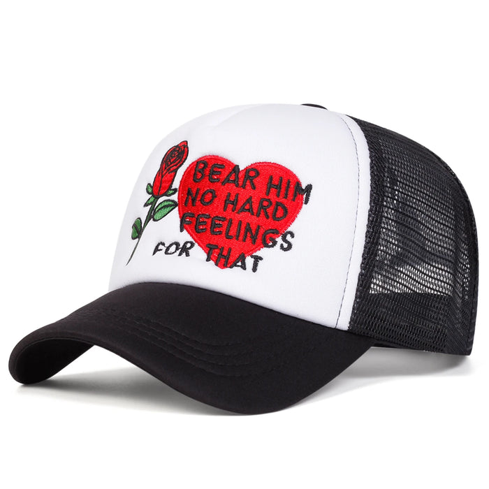 Love Rose Embroidered Baseball Cap Adjustable Sun Hat