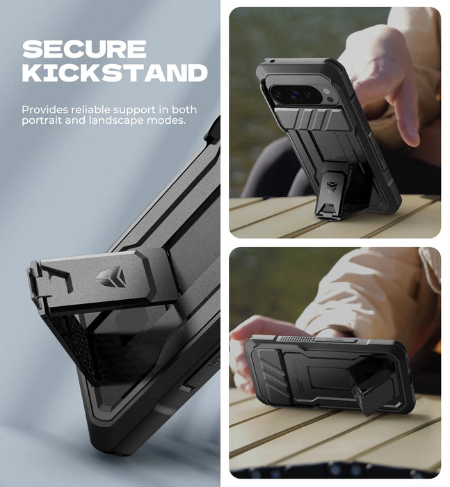 For Google Pixel 10 Pro Xl Kickstand Rugged Bumper Shockproof Case With Slide Camera Case And Built-In Screen Protector