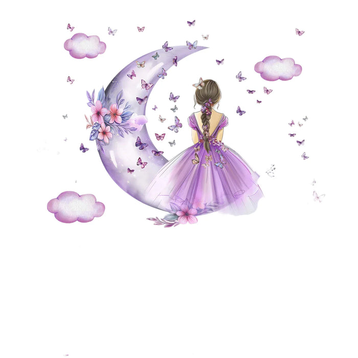 2 Piece Cloud Moon Butterfly Wall Decals For Girls Room Decor