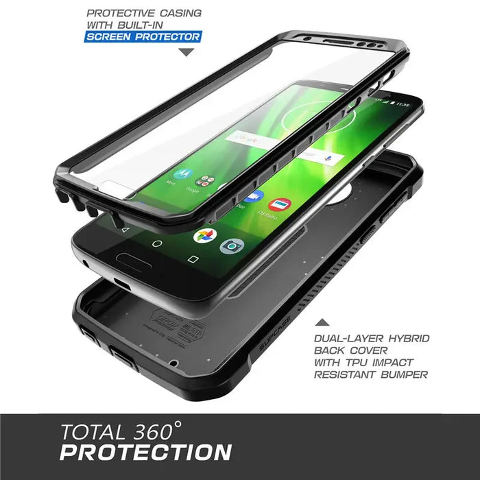 For Moto G6 Ub Pro Full-Body Rugged Holster Case With Built-In Screen Protector