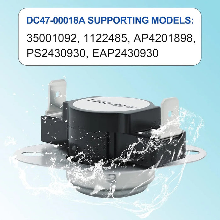 Dc47-00018A Dryer High Limit Thermostat For Samsung & Kenmore Dryers 35001092 503497 Ap4201898 Ap6008682 Ps4205217