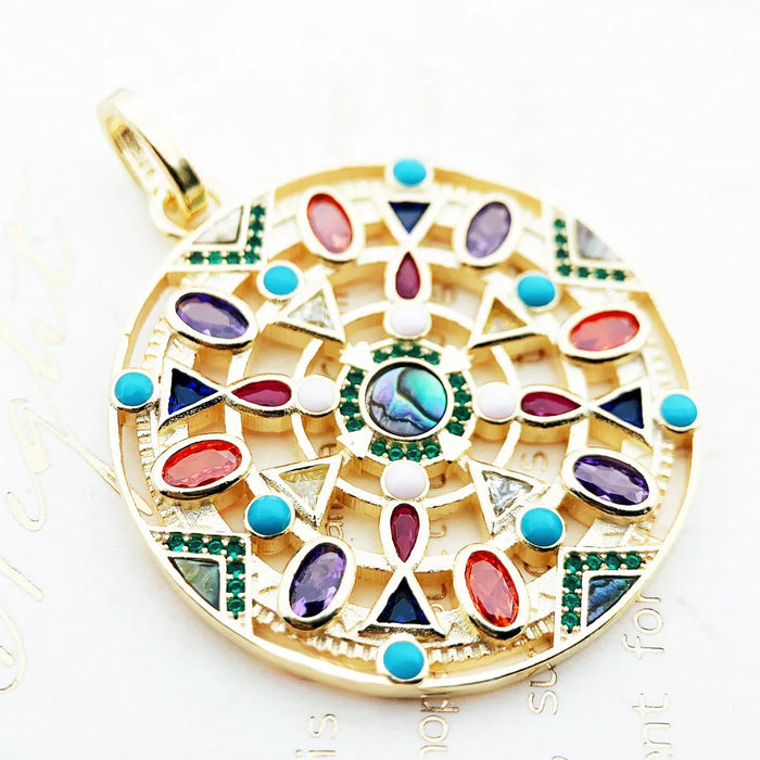 925 Sterling Silver Golden Colourful Amulet Pendant Jewelry For Women