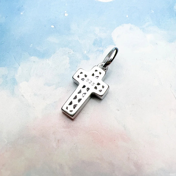 925 Sterling Silver White Cross Pendant Trendy Accessory For Women