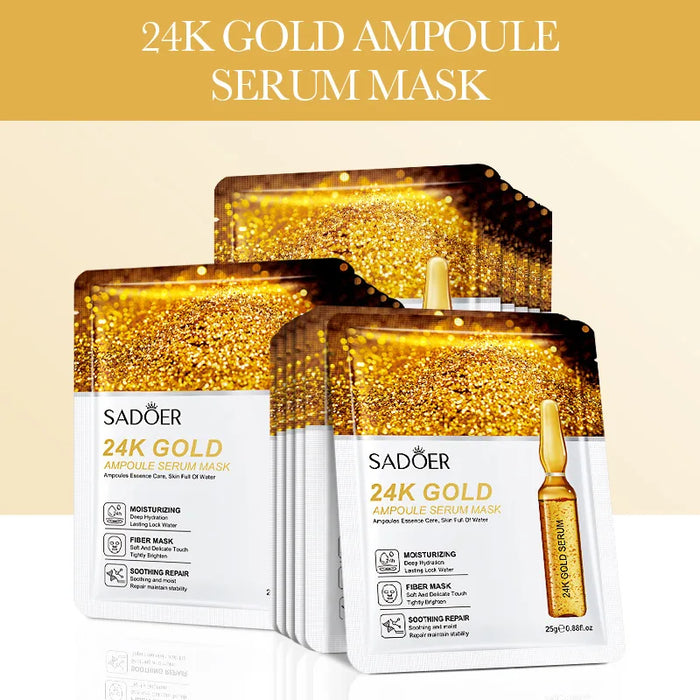 5 / 10 Piece 24K Gold Hyaluronic Acid Face Masks