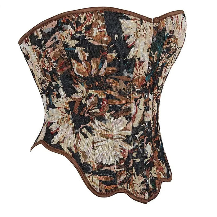 Floral Fishbone Corset Top Retro Bodice Plus Size Xs-Xl Flounce Irregular Bustier