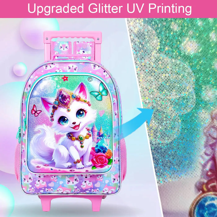 3 Piece Girls Rolling Backpack With Wheels