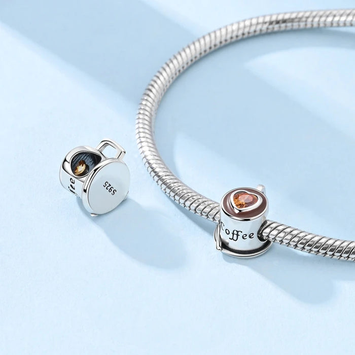 925 Sterling Silver Coffee Skewers Pendant For Women Diy Gift