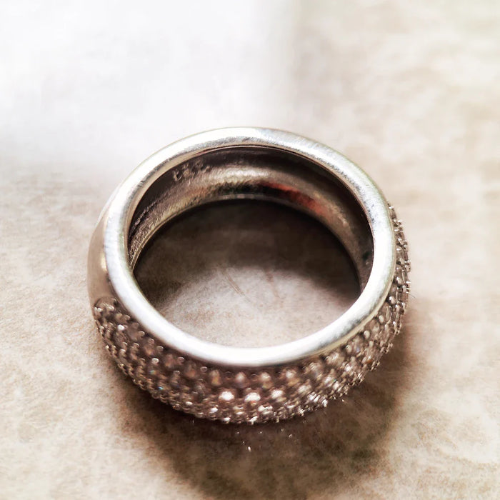 925 Sterling Silver Cz Pave Band Ring Europe Style Glam Jewelry For Women