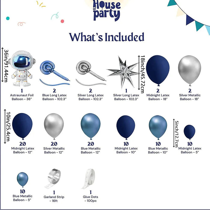 112Pcs Space Astronaut Balloon Arch Set Birthday Party Set Kids Galaxy Column Stars Balloon Party Decoration