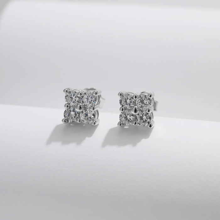 925 Sterling Silver Dazzling Moissanite Stud Earrings In
