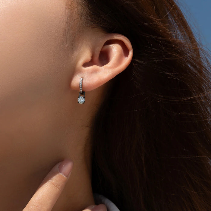 925 Sterling Silver 0.5Ct D Colour Light Green Moissanite Hoop Earrings In For Women