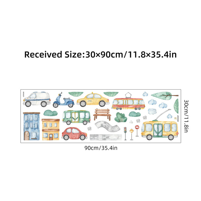 Kids Room Cartoon Tree Bus Car Wall Stickers For Home Decor