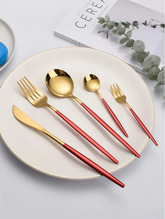 30 Piece Stainless Steel Christmas Tableware Set
