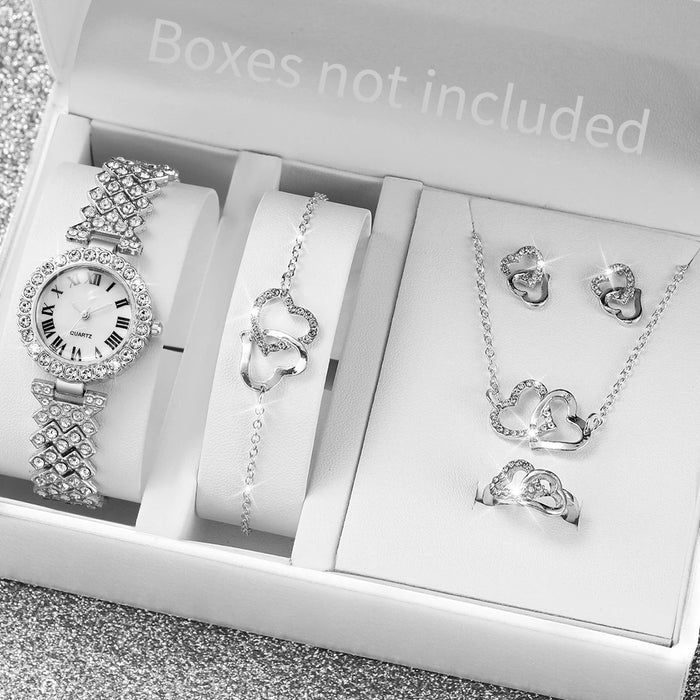 6 Piece Diamond Steel Band Watch Set