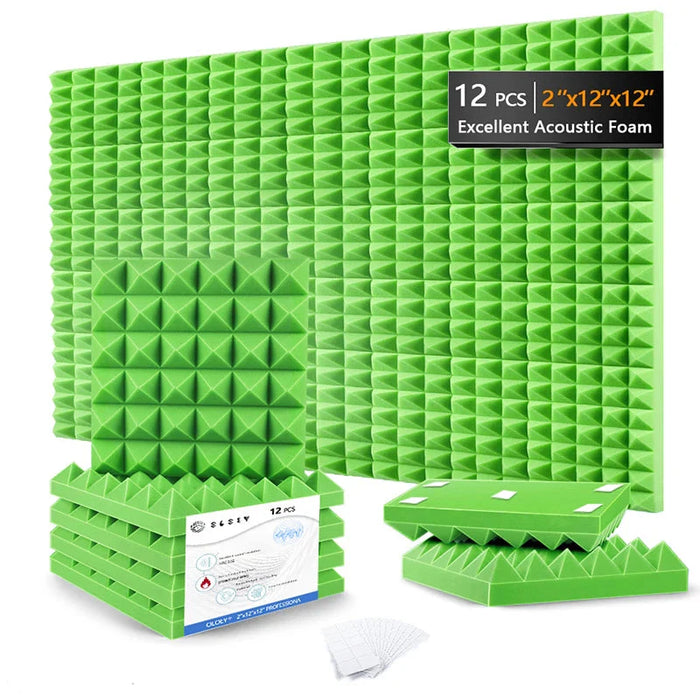 12 Pieces Acoustic Sound Proof Foam Panels For Wall Decor Door Ceiling Isolation