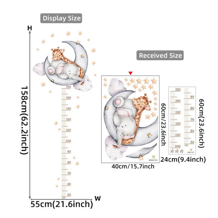Adorable Animal Growth Chart Wall Decals For Kids Room