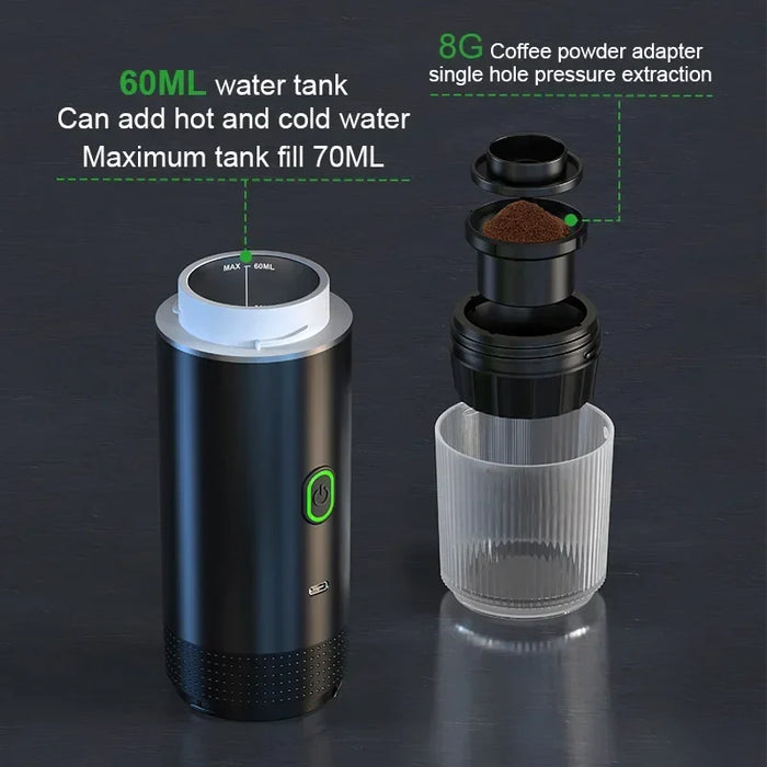 3-In-1 Portable Wireless Espresso Coffee Maker For Car & Home