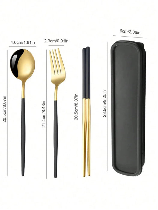 3 Piece Stainless Steel Cutlery Set With Storage Box Perfect For School Or Picnics