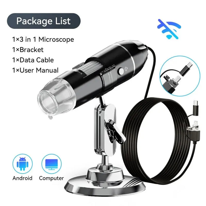 Flexible Stand Wifi Microscope 50x 1000x Magnification