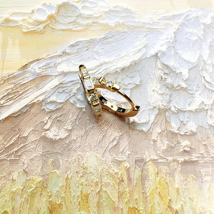 925 Sterling Silver Golden Creole Hinged Hoop Earrings