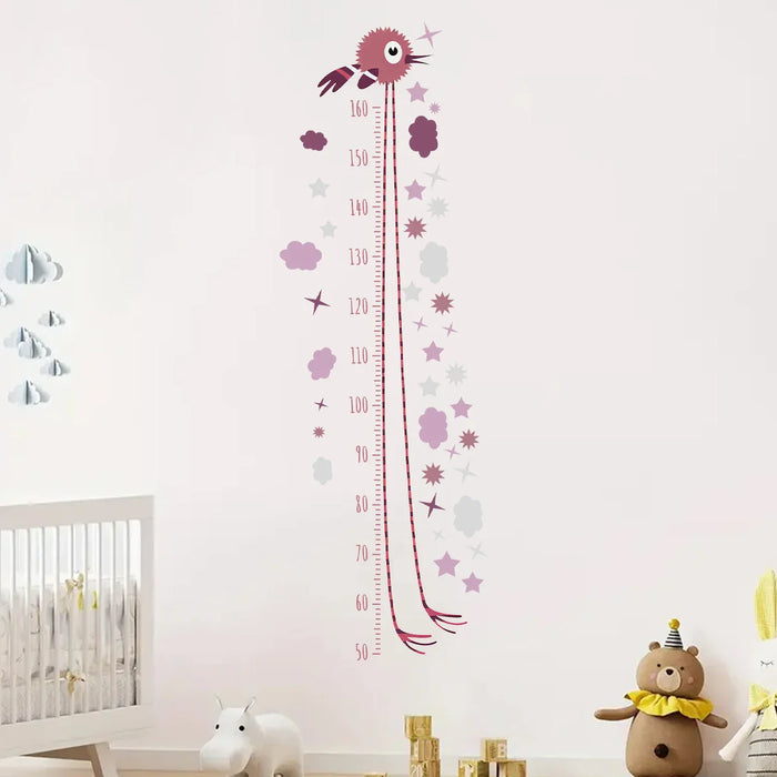 2 Piece Pvc Self Adhesive Height Stickers For Room Decor With Funny Long Leg Bird Pattern Wall Decals For Kids Room