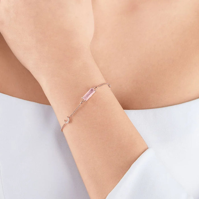 925 Sterling Silver Romantic Gift Rose Gold Bracelet With Pink Stone Star And Moon Jewelry For Women