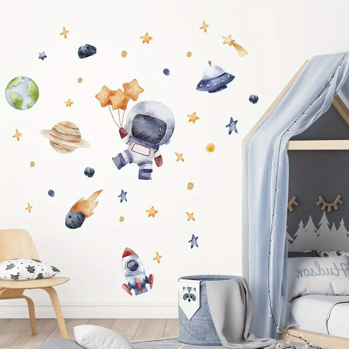 Cartoon Astronaut Wall Sticker For Kids Room Decor