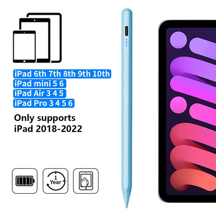 Ipad Stylus Pen With Palm Rejection & Power Display Compatible With 2022 2018 Pro Air Mini Pencil Accessories