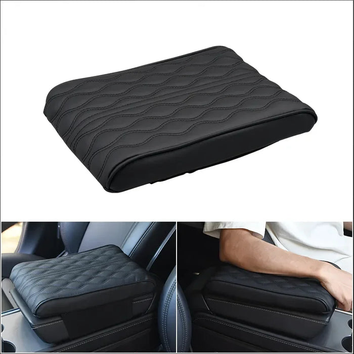 Wave Embroider Car Armrest Mat Pu Leather Protection Cushion
