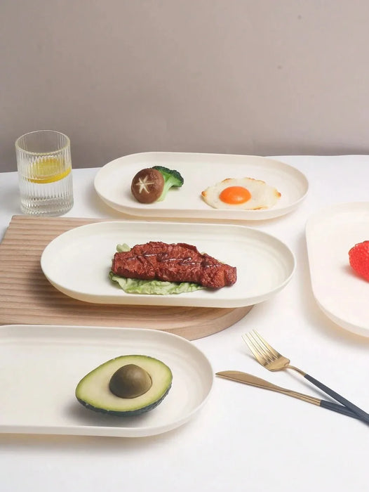 4 / 8 / 12 Piece Reusable Beige Plastic Dinner Plates Perfect For Family Gatherings Parties And Picnics