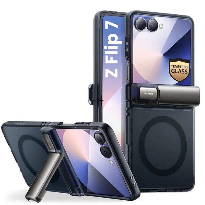 For Samsung Galaxy Z Flip 7 Cosmo Slim Matte Protective Magnetic Phone Case With Tempered Glass Screen Protector