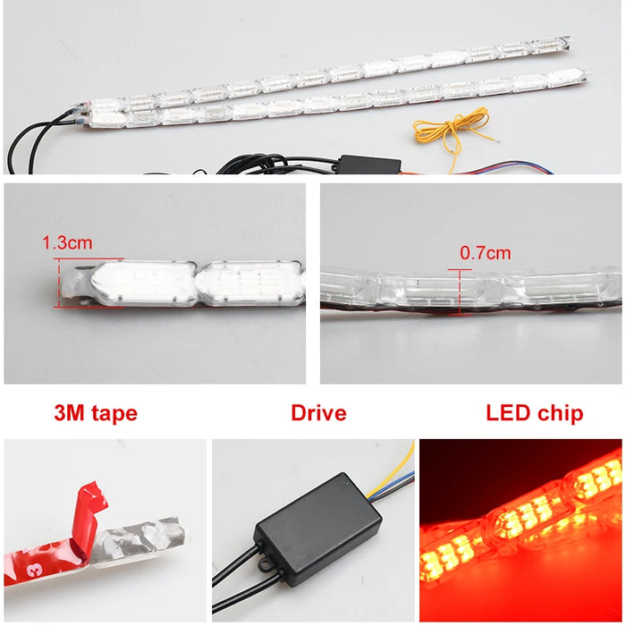 2Pcs Rgb Drl Led Daytime Running Light Strip Remote Control 12V