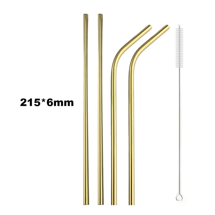 Stainless Steel Reusable Drinking Straws With Cleaning Brush