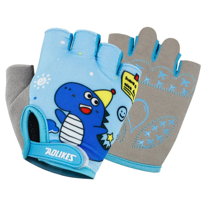 Breathable Half Finger Cycling Gloves For Kids Anti Slip Thin & Comfortable Spring / Summer Bike Riding Gear